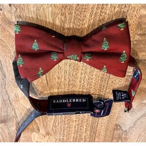 Saddlebred Boys Christmas Bow Tie Red Green Tree Holiday Adjustable NWT